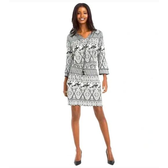 White House Black Market Bell Sleeve Mini Dress Size 14 - Picture 1 of 16